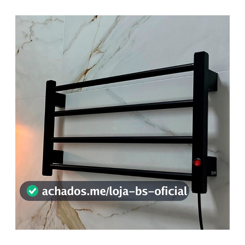 Toalheiro Elétrico Térmico Em Alumínio Aquecido Para Toalhas, Cores Preto, Branco e Prata Tem Shop