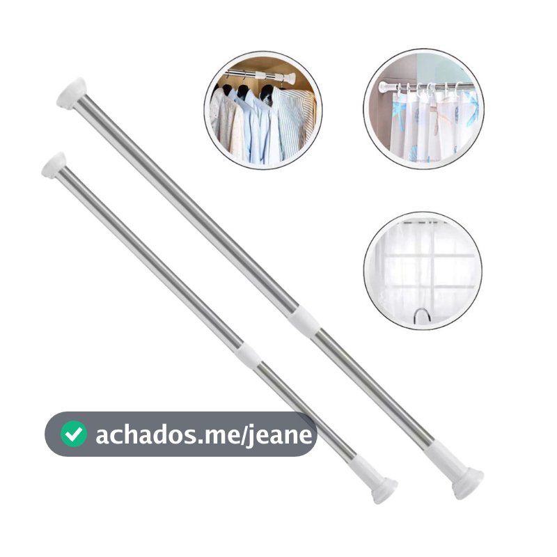 Varão Extensível Multiuso 70-200cm Para Box Banheiro e Varal de Roupas Ajustável Sem Furo