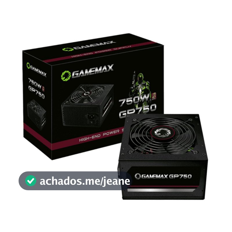 Fonte ATX Gamemax 750W GP750 com Cabo PFC Ativo 80 Plus Bronze Preto