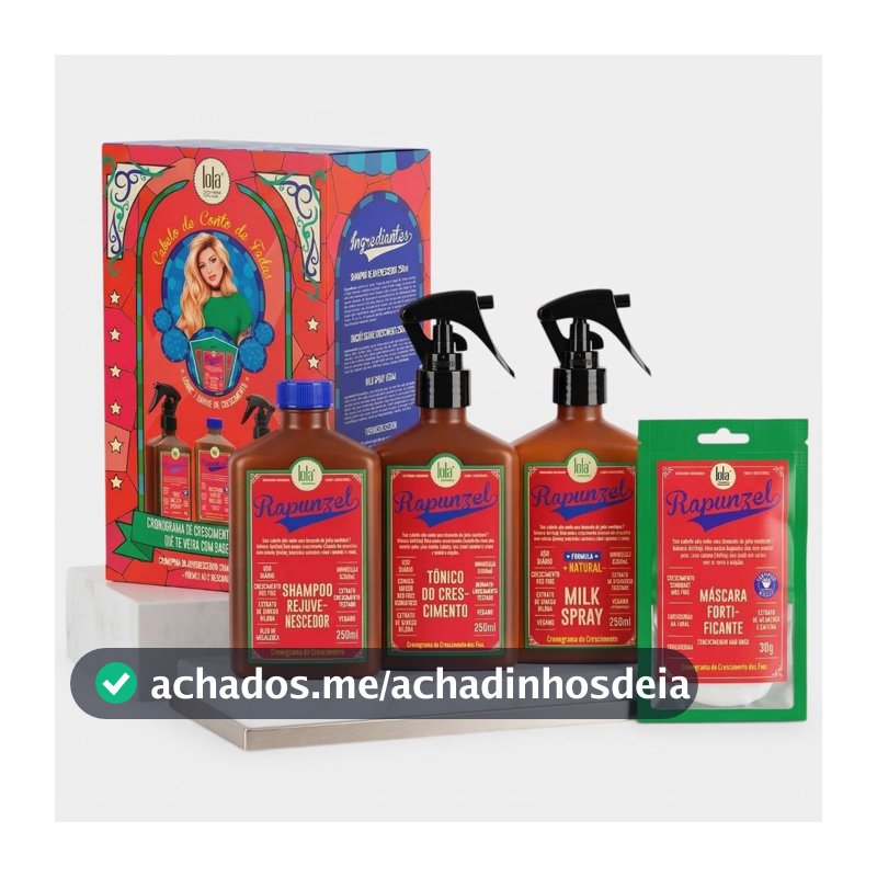 Kit Lola Rapunzel Linha Crescimento Capilar - Shampoo + Máscara + Tonico + Milk