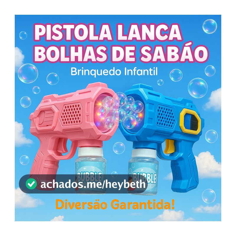 Lança Bolhas de Sabão com Luz Brinquedo Infantil Arminha de Bolha Diversão Crianças