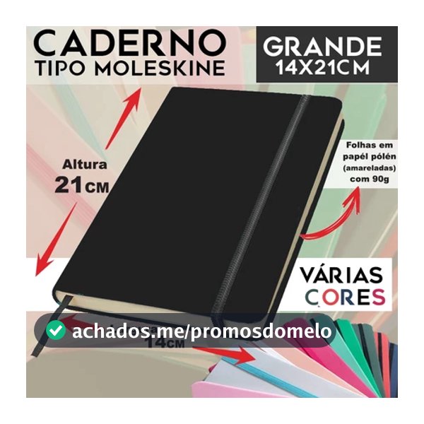 Caderno GRANDE sketchbook e com pauta tipo moleskine 21x14cm