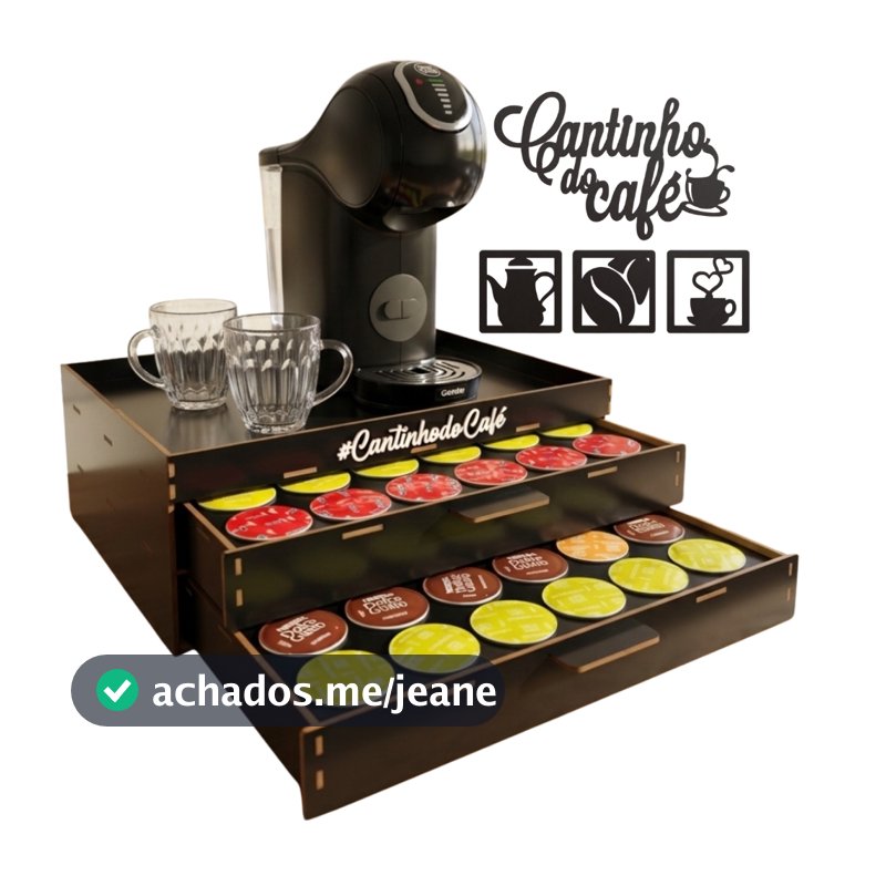 Porta Cápsulas Gaveteiro Dolce Gusto Três Corações Bandeja Cantinho do Café Suporte 24/48 Cápsulas