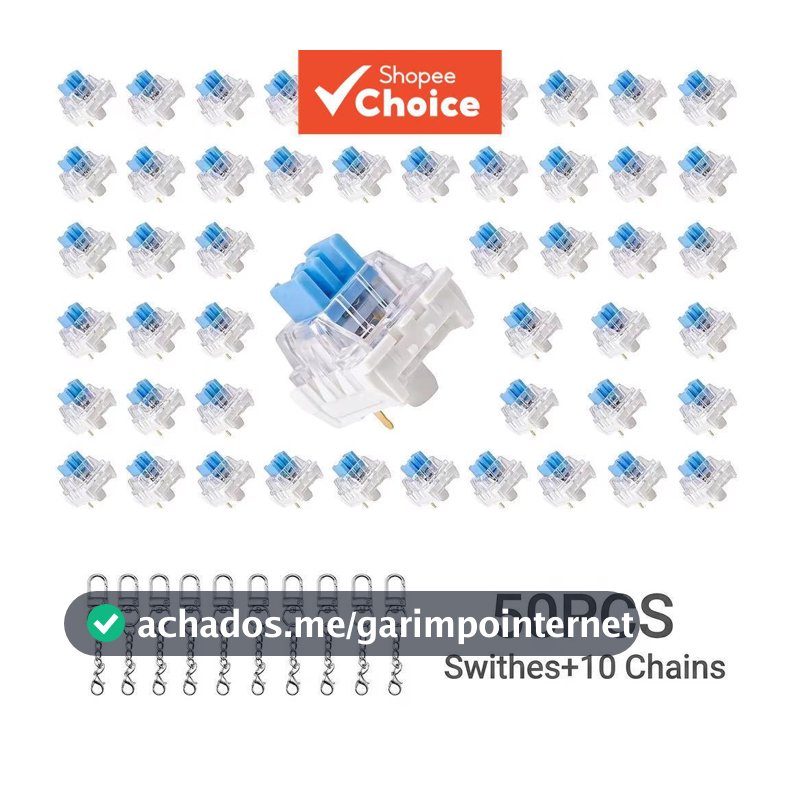 Kit de Brinquedo Fidget Clicker com 50 Comutadores de Eixo de Teclado Mecânico – Inclui 10 Anéis Porta-Chaves, Portátil,