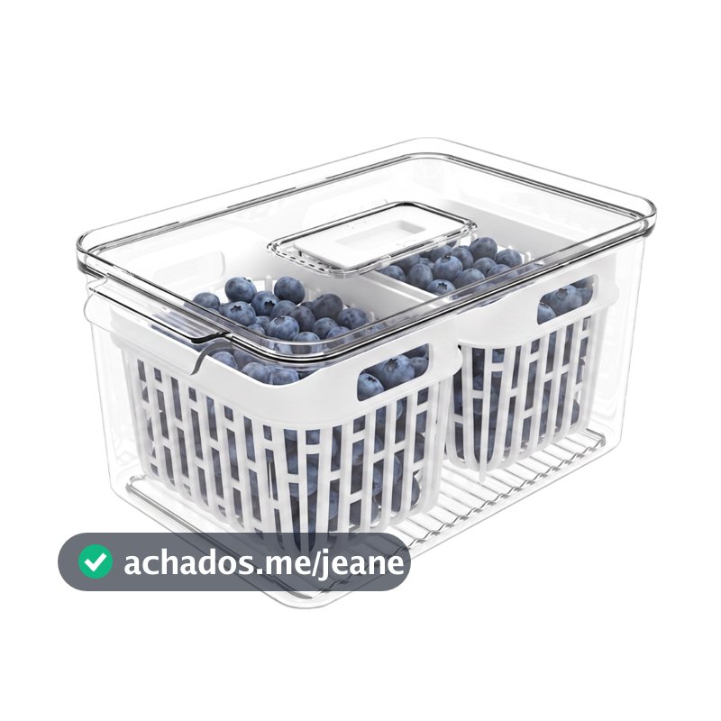 Organizador Pequeno com 2 Cestos 3,2L, Cor Cristal, linha Dry Coza