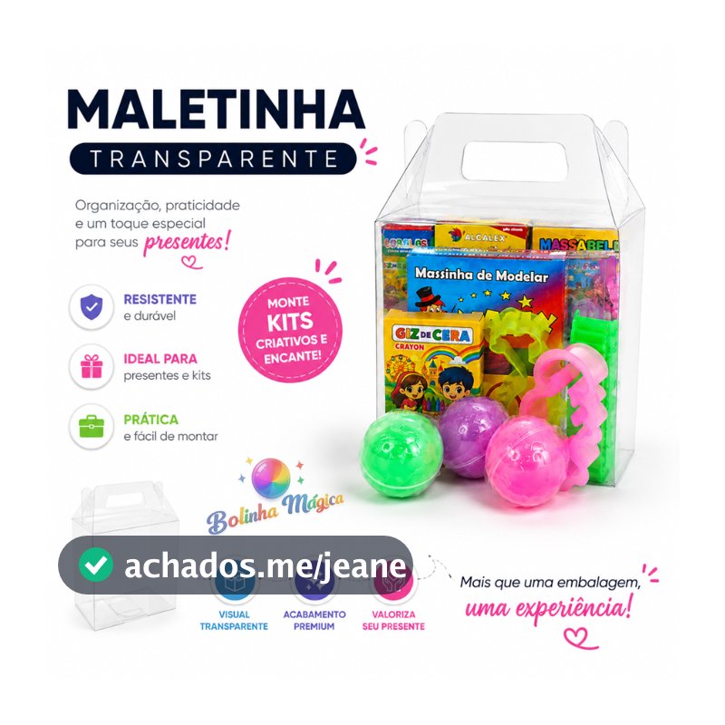 Maletas Organizadoras Transparente Resistentes Lembrancinha Festa Infantil Prenda Junina Criança