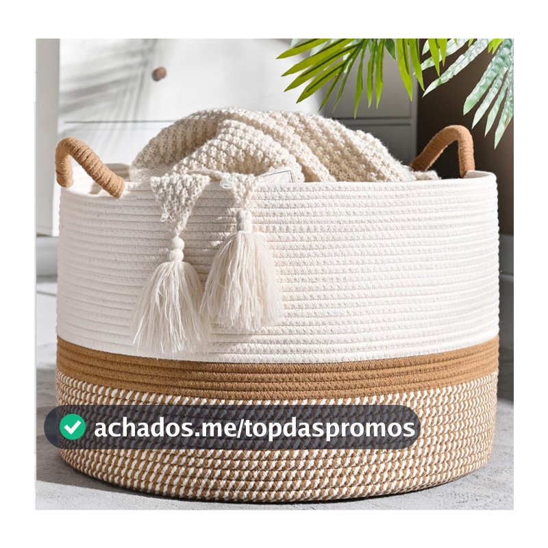 D2 Grande Cesta De Cobertor De Corda De Algodão Para Armazenamento , Lavanderia , Berçário Dobrável Roupas Sujas