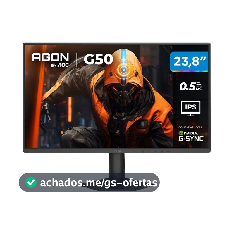 Monitor Gamer AOC 23,8" Full HD 144Hz Agon G50 IPS 0,5ms 24G50F/57 HDMI DisplayPort G-Sync