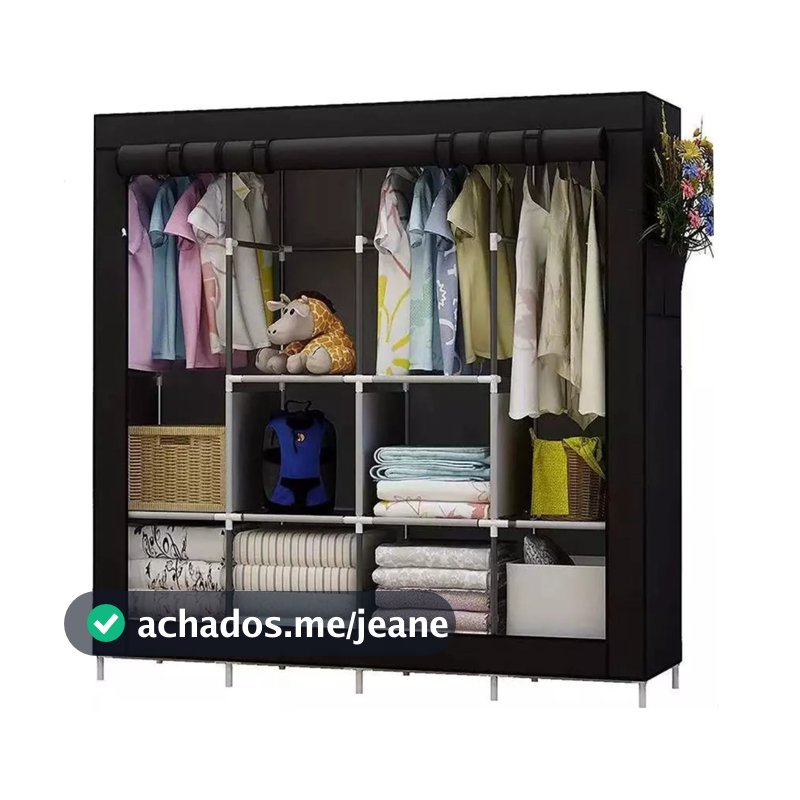 Arara Guarda Roupa Dobrável Armário Organizador Multiuso Roupeiro Cabideiro Sapateira b