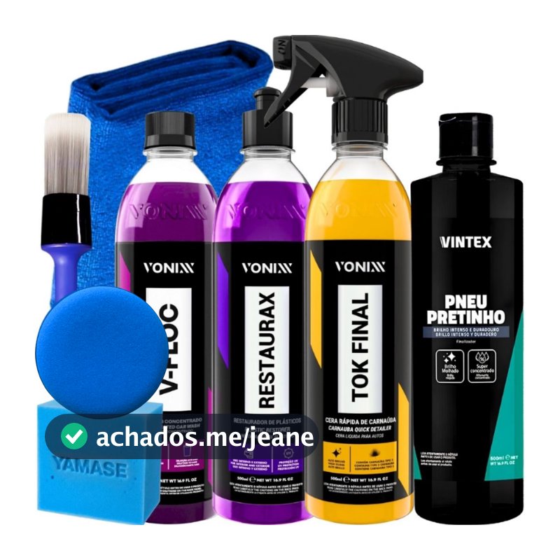 Kit Shampoo V-Floc Cera Tok Final Pneu Pretinho Restaurax Vonixx
