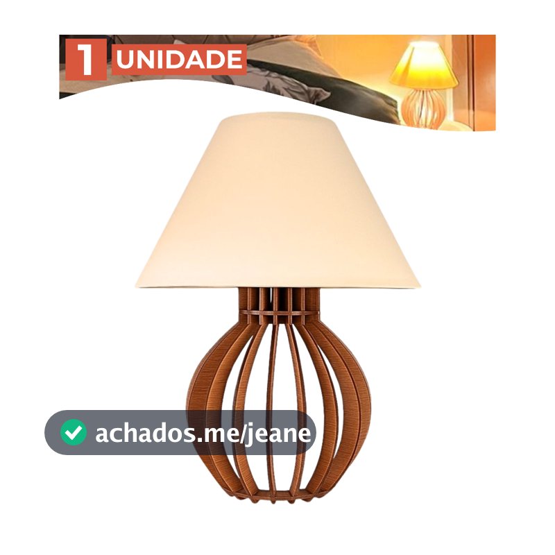 Abajur Clássico Cabeceira Criado Mudo Quarto Madeira Marrom