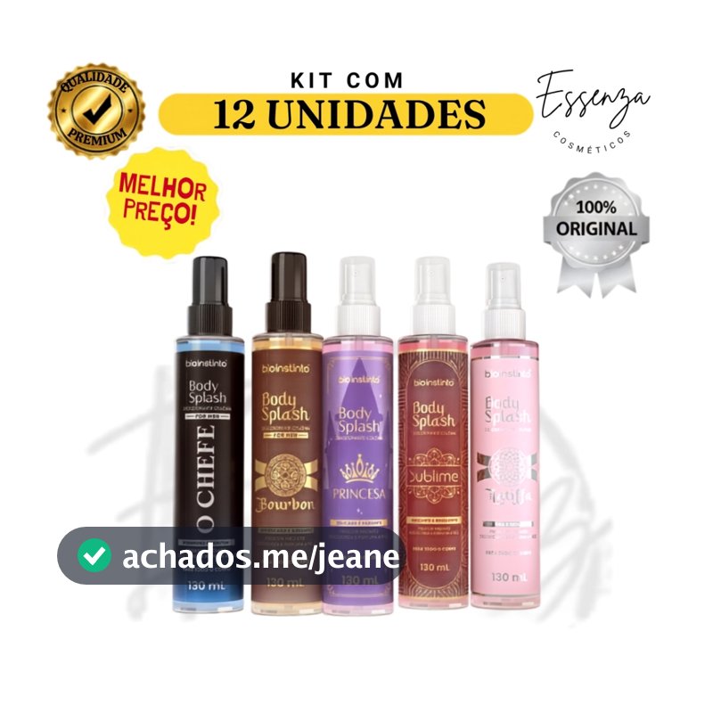 KIT COM 12, 24 OU 48 NOVO BODY SPLASH PERFUMARIA FINA(PODE ESCOLHER)130ML MASCULINO E FEMININO