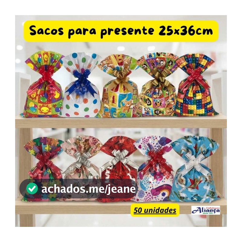 50 Sacos Perola BOPP 25x36cm Embalagem para presente