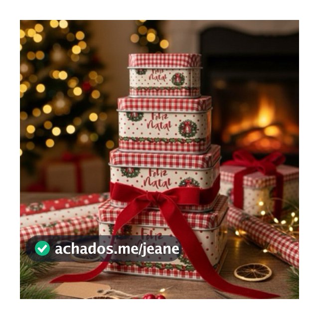 Kit 4 Latas Decor Feliz Natal Biscoitos Doces e Presentes