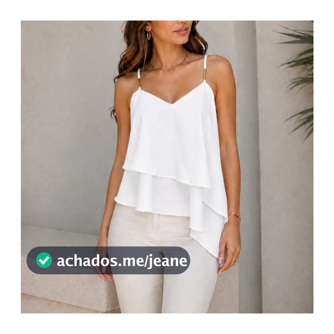 Blusa Feminina Assimétrica Decote V Alcinha Elegante Moda Casual