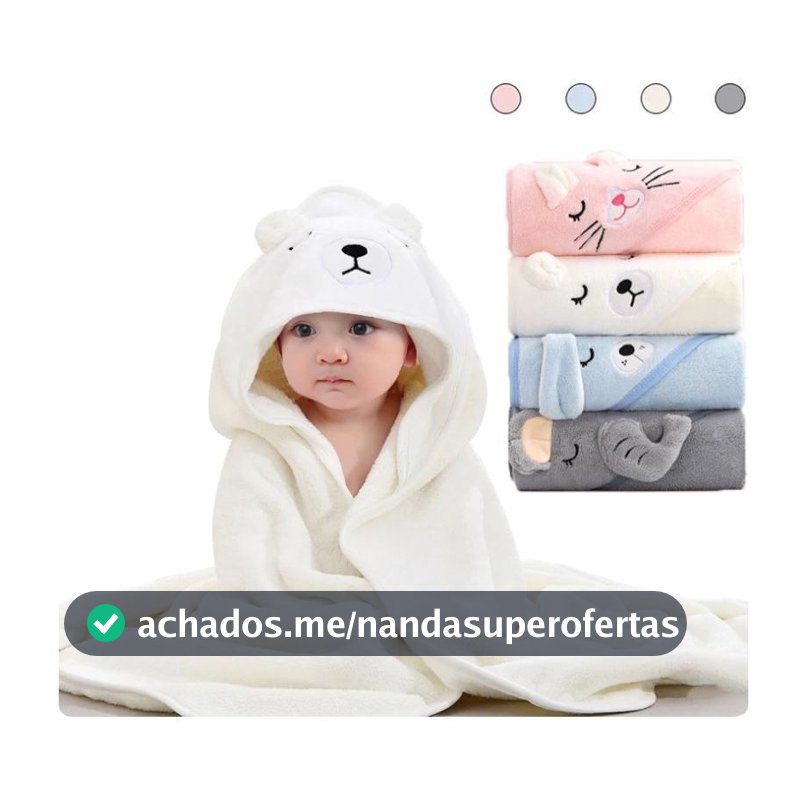 Toalha De Banho Infantil Com Capuz Felpuda Infantil Bebe Crianca Bichinhos Grande
