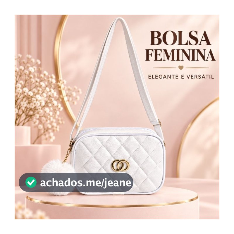 Bolsa Feminina Transversal Matelassê Pequena com Pompom Alça Ajustável