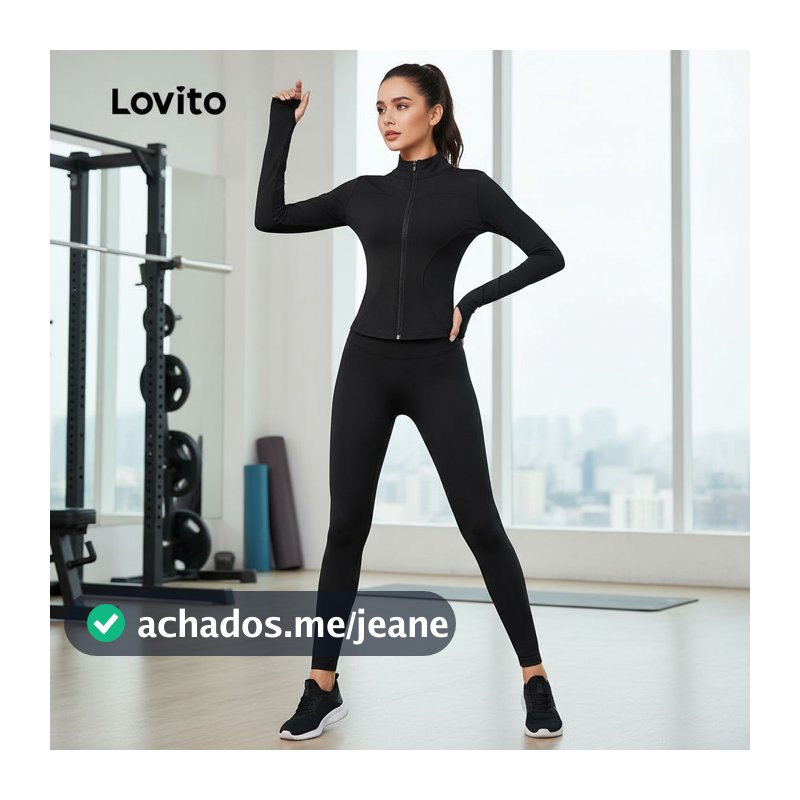 Lovito Casual Casaco Esportivo Confortável para Controle de Barriga Ideal para Corrida Yoga Fitness Mulheres LNA109025