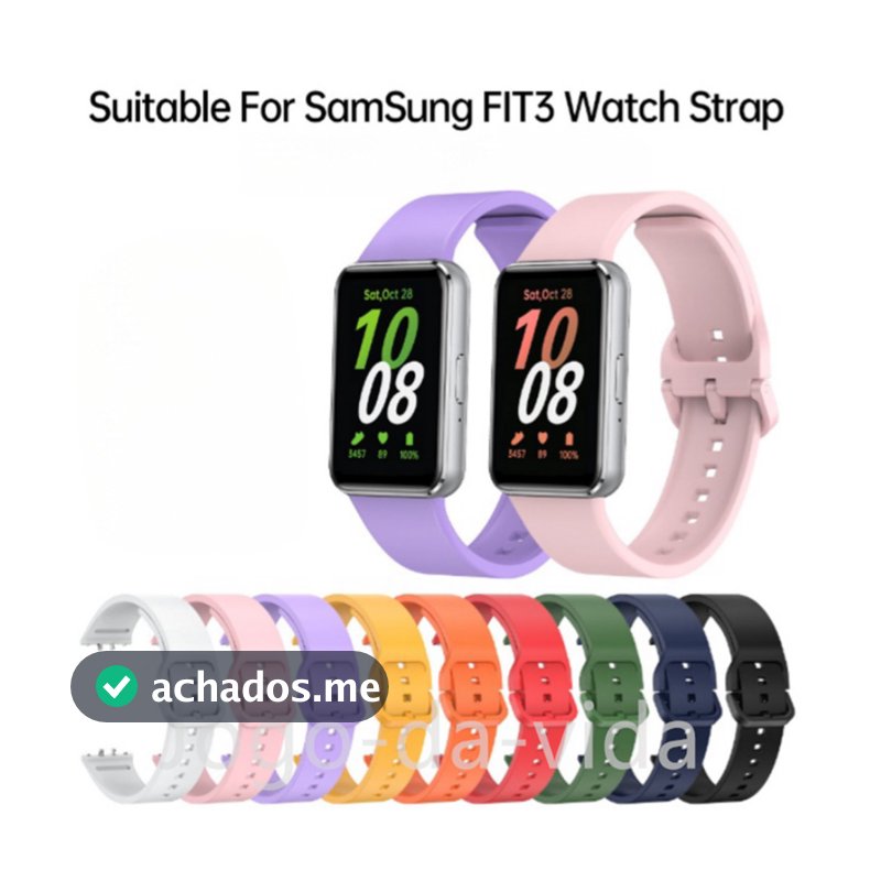 Pulseira Premium de Silicone Estilo Metal para Samsung Galaxy Fit 3 SM-R390 – Macia, Ajustável e Durável