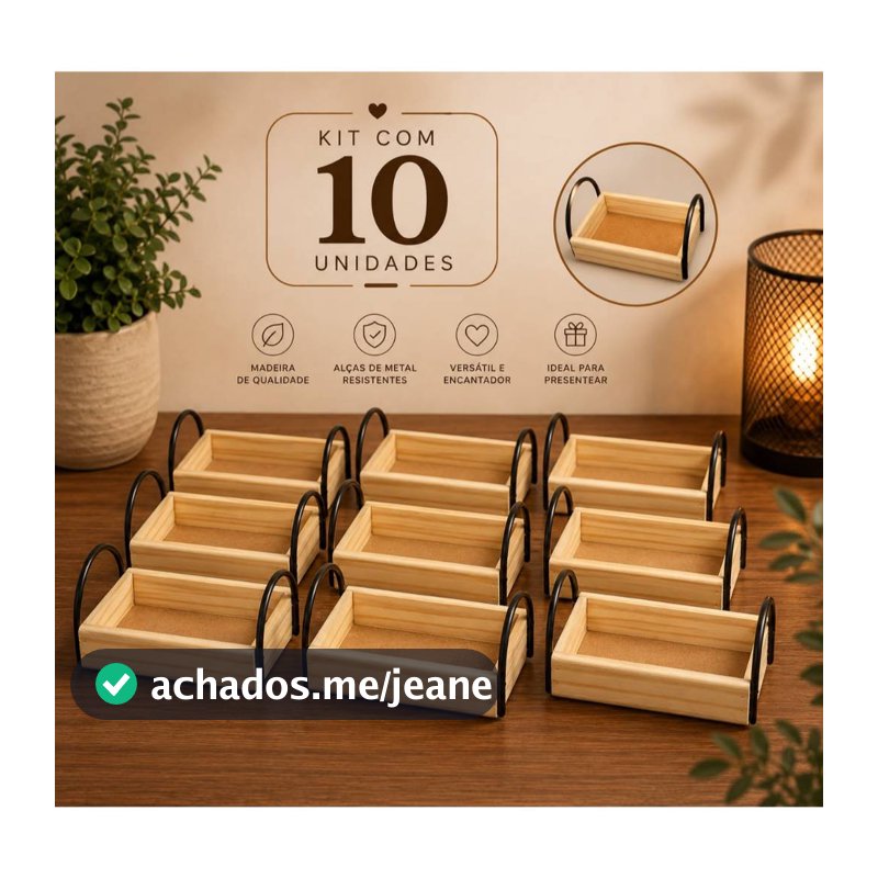 10 Cesta Bandeja Mini Madeira Pinus Lembrancinha Decorativa