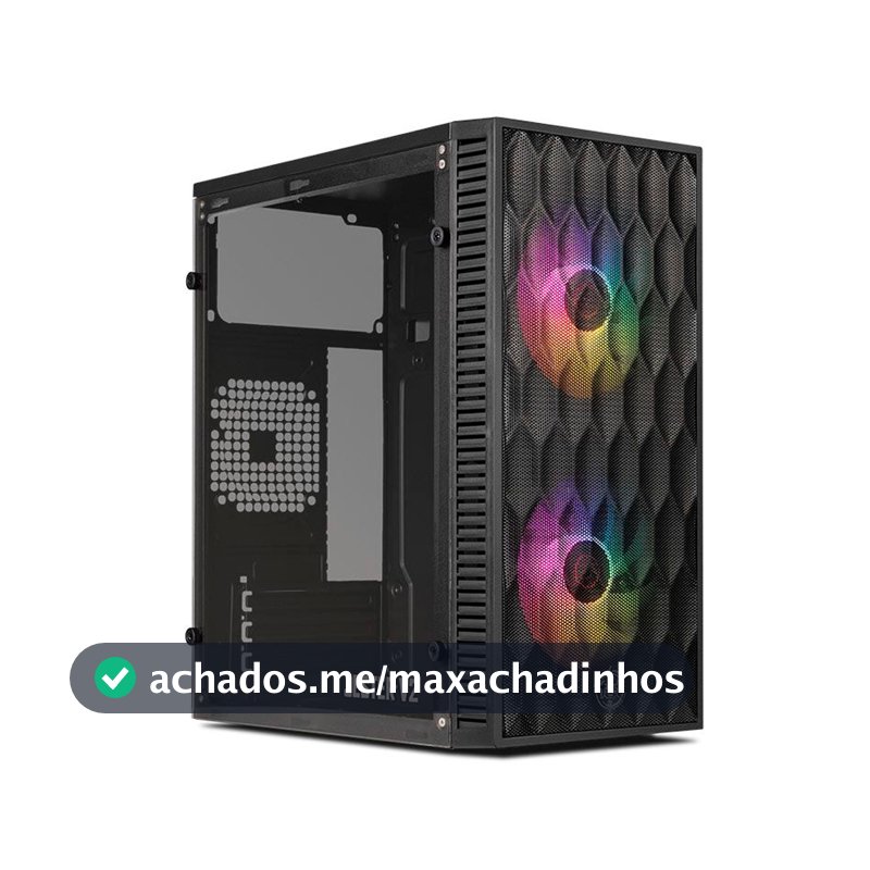 Gabinete Gamer TGT Jester V2 Rainbow Mini-Tower Lateral de Acrilico c/2 Fans, Preto TGT-JSRV2-BKGF02