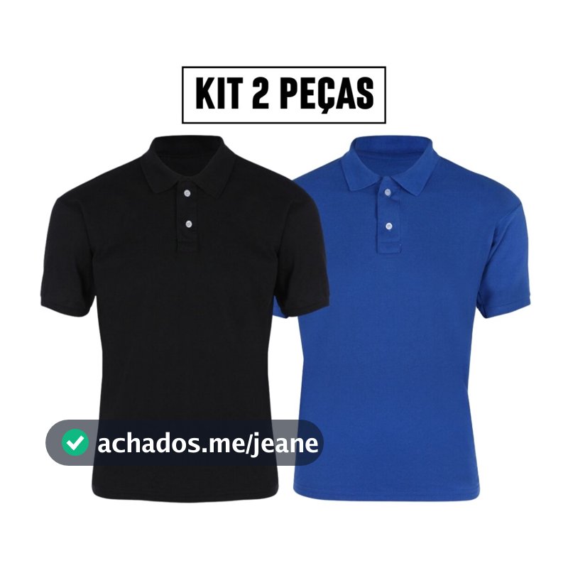 Kit 2 camisa polo masculina camiseta premium piquet poliester