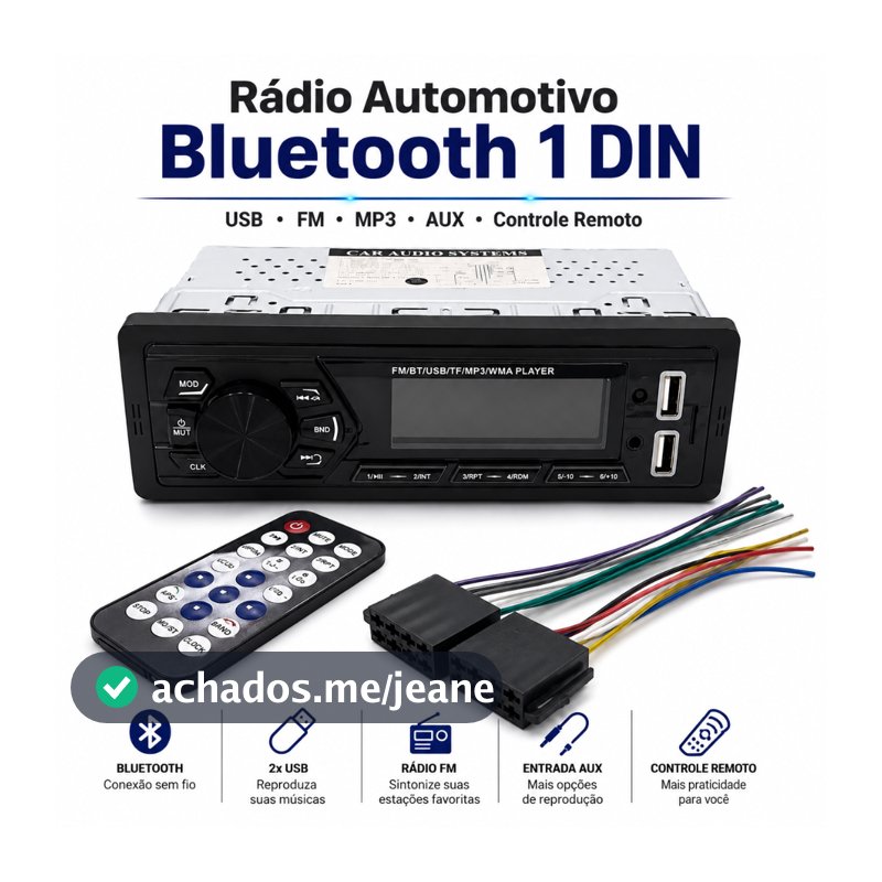 Aparelho De Som Automotivo Rádio De Carro Bluetooth Dupla USB Pendrive SD Rádio Aux In Mp3 Player Visor Led 9W ZEM