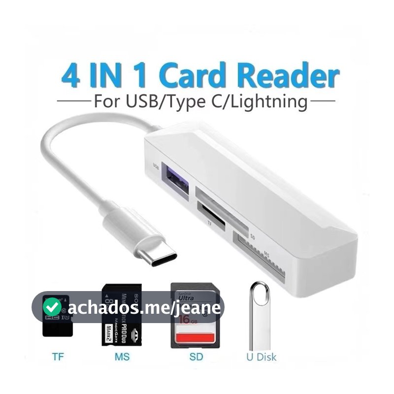 Leitor De Cartão 4 Em 1 Para Sony Memory Stick Pro Duo iOS/USB/Tipo C MS SD TF U Disk Adaptador De Telefone Conversor De