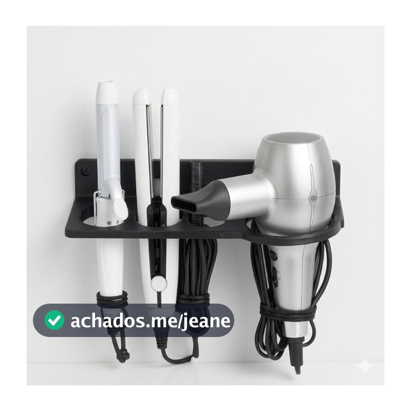 Suporte De Parede Multifuncional 3 em 1 Secador Babyliss Chapinha REFORÇADO e Organizador Banheiro Quarto Salão