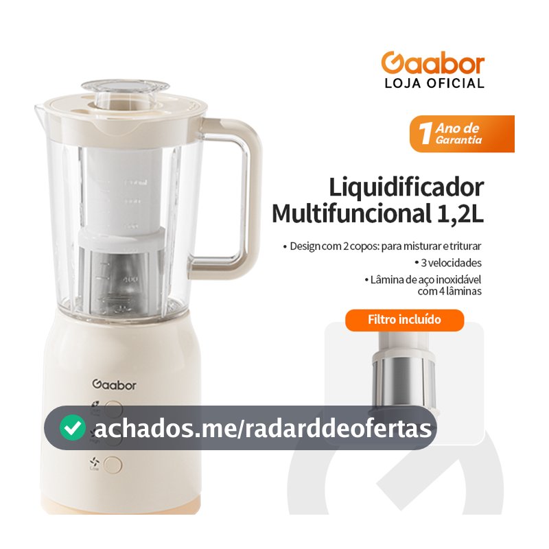 Gaabor Processador 3 em 1 Suco Carne Grão 400W Bivolt 3 Copos Inox JM-12E01A