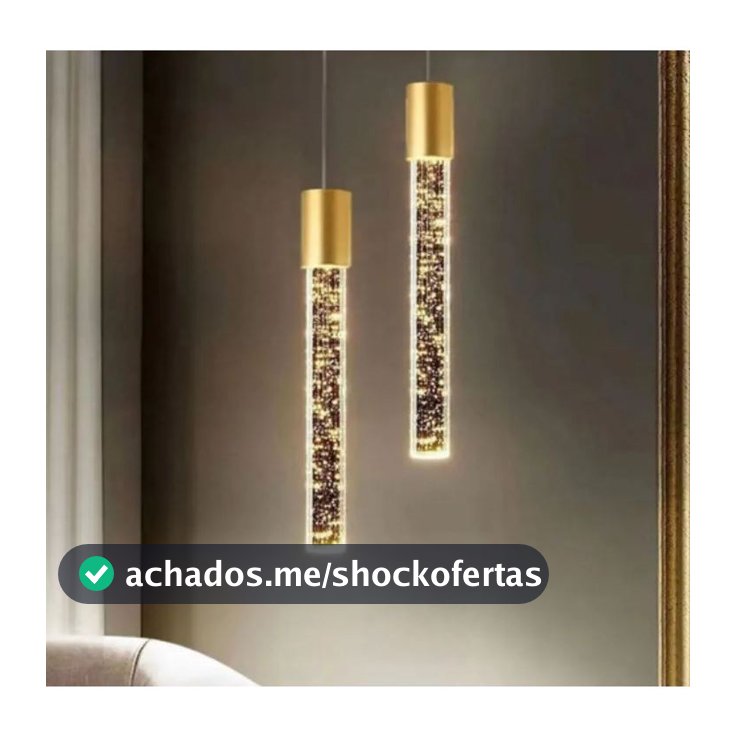 KIT 02 Lâmpada Pendente Tubo De Cristal Dourado 3em1: luz branca luz quente luz neutra