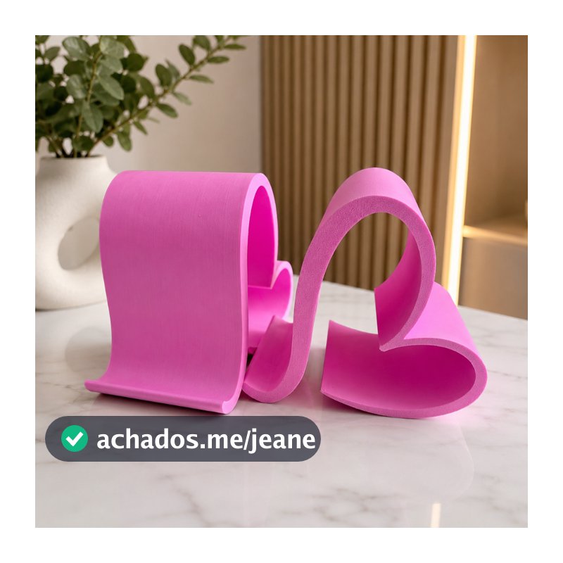 Kit c/ 2 Suportes para Smartphone Coração Rosa | Design Moderno em Impressão 3D