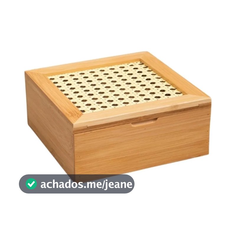 CAIXA DECORATIVA PALHA INDIANA E BAMBU 4 NICHOS - OIKOS