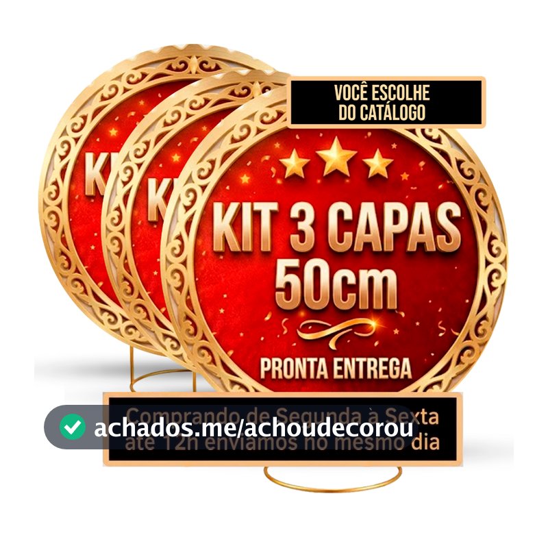 Kit 3 Painéis de Mesa 50cm Tecido  - Escolha do Catálogo - Redondo com Elástico