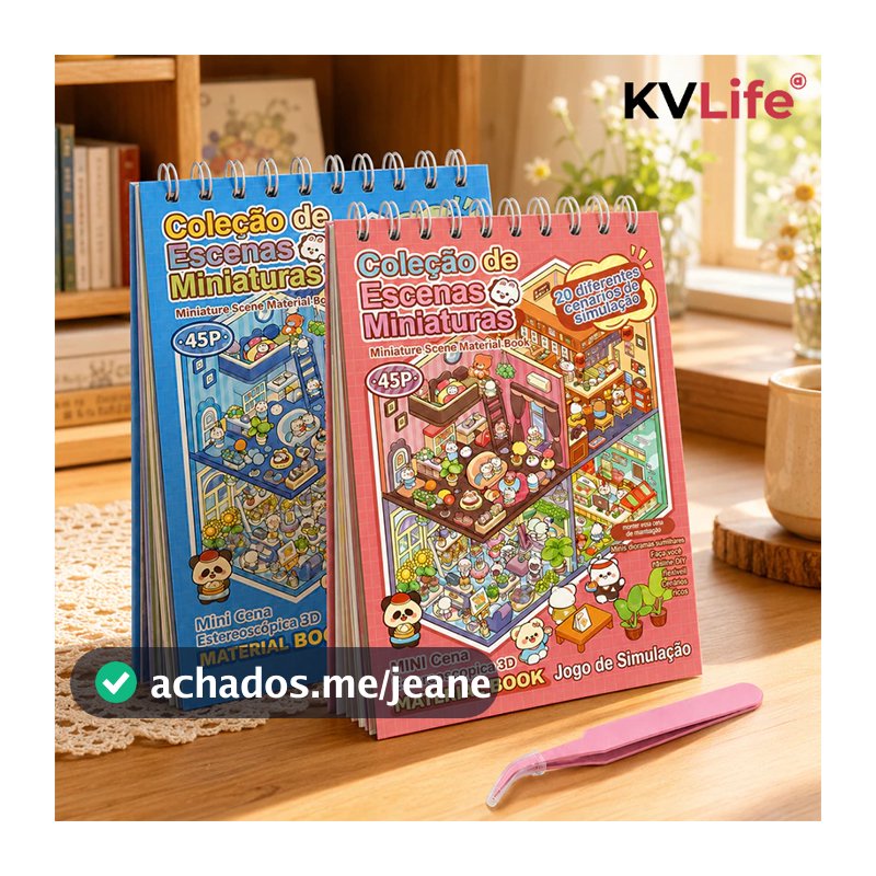KVLife Caderno de Adesivos 3D 20 Cenas 45 Paginas Kawaii DIY Scrapbook Infantil Educativo Livro Silencioso Com Pinca