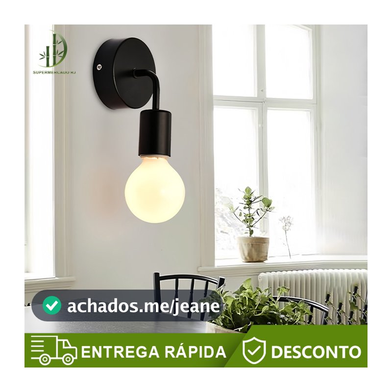 Luminária Arandela de Parede Cabeceira Quarto Banheiro Moderna Retro E27