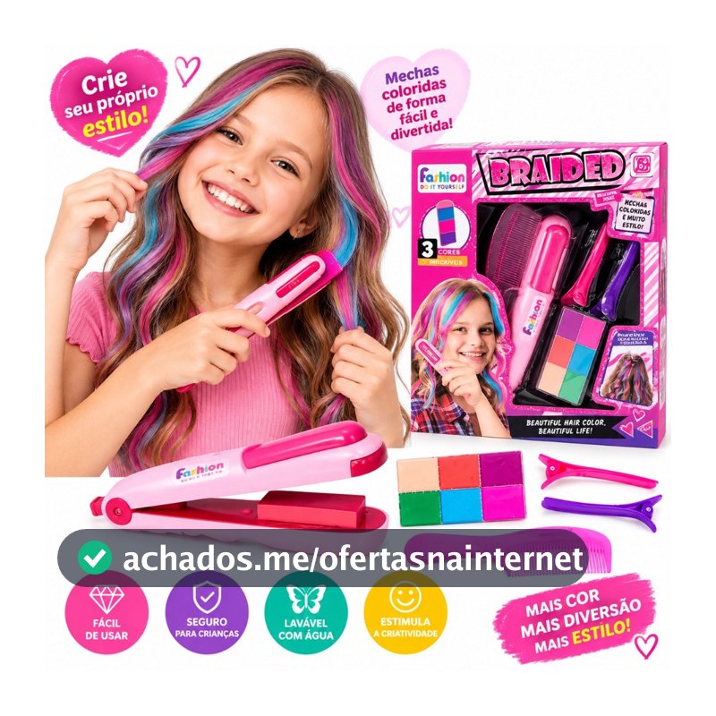 Kit Mechas Salão de beleza brinquedo menina criança camarim faz de conta Pinta cabelo