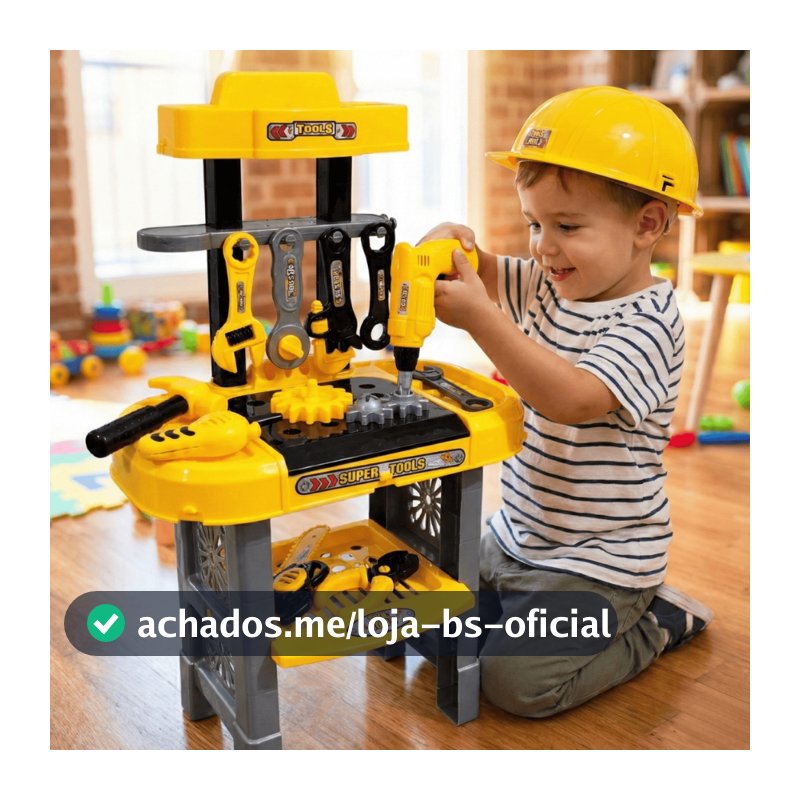 Kit Ferramentas Bancada Oficina Infantil Didatica 32 Peças Infantil Furadeira Martelo Realista Brinquedo