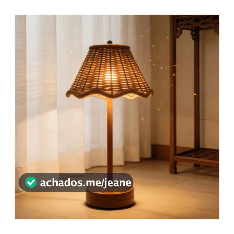 Candeeiro De Mesa De Vime LACYES , Regulável Com Sensor De Toque Cabeceira De Design Sem Fio