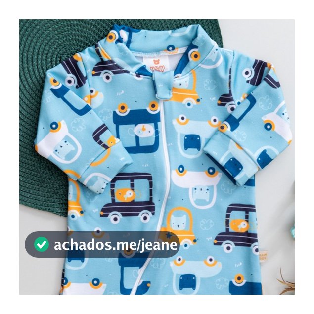 Macacão Bebê Térmico Infantil Quentinho Menino Inverno com Estampa de Carrinho Azul