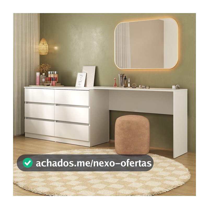 Penteadeira de Canto 120cm 6 Gavetas Flex Multimóveis MP4404