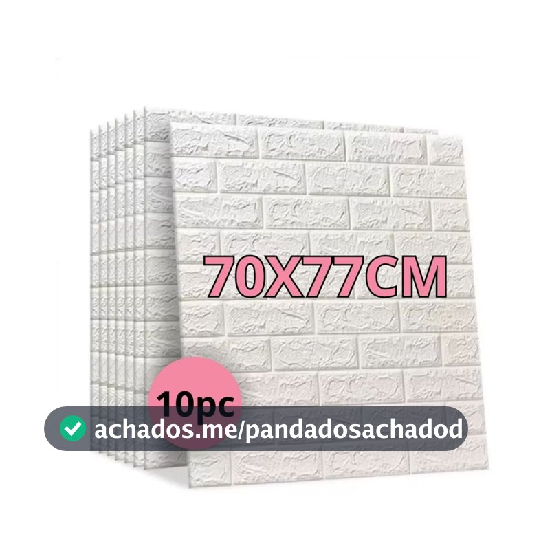Kit 10 Placas 3D Tijolinho Branco 70x77cm Autocolante Adesivo Decoração