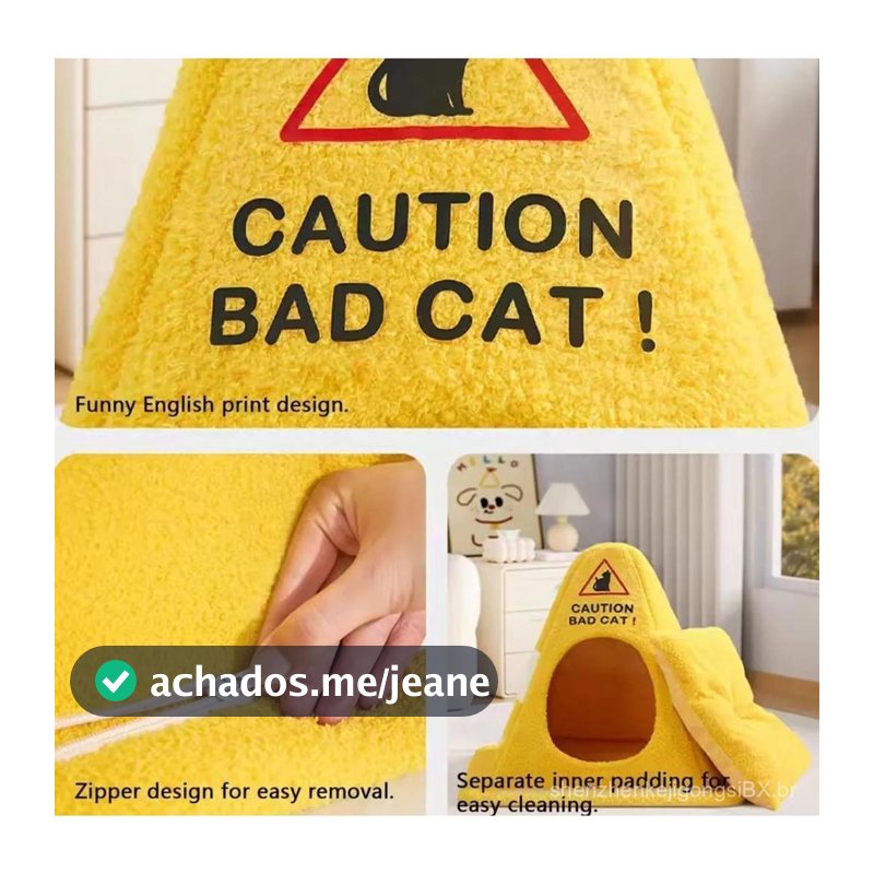 Cama para Gatos Bad Cat, Cama Caverna para Gatos em Forma de Cone, Casa para Animais de Estimação Divertida, Macia, Acon