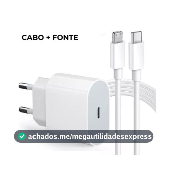 Carregador iPhone Turbo Tipo-C 20W + Cabo Lightining para IPhone Carga rápida