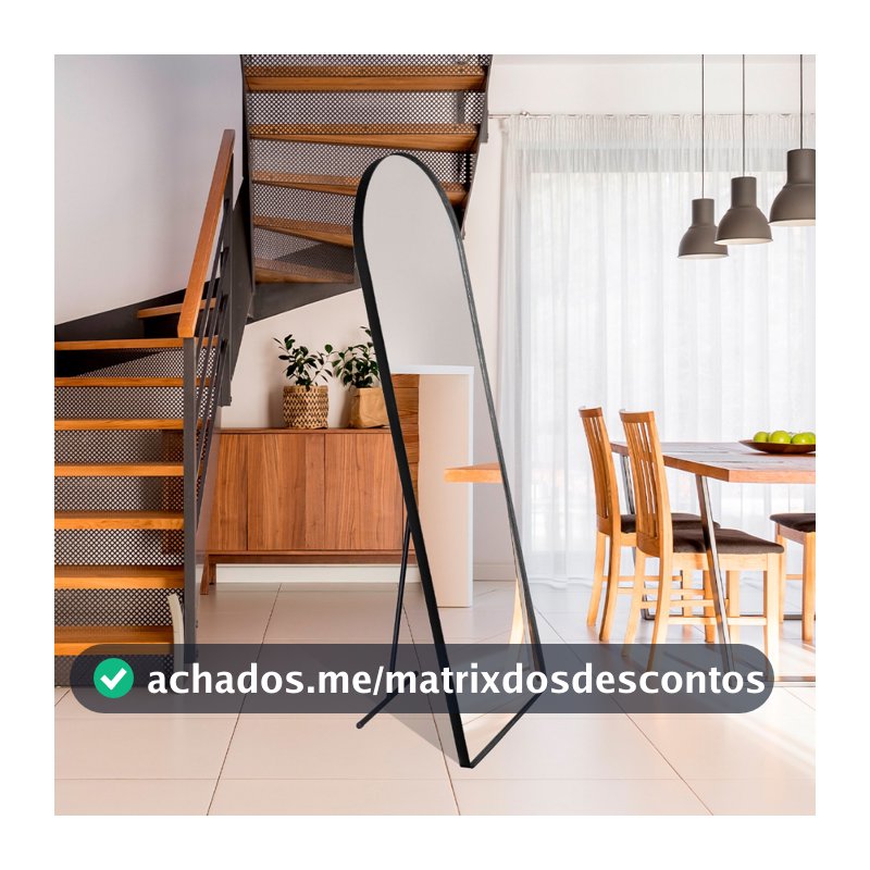 Espelho Corpo Inteiro Vitral 150x50cm C/ Suporte De Chão
