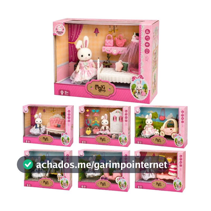 Brinquedo Casinha Coelho Colecionável Kit Móveis Mini Cenários Acessórios HopJoy Maxi Toys