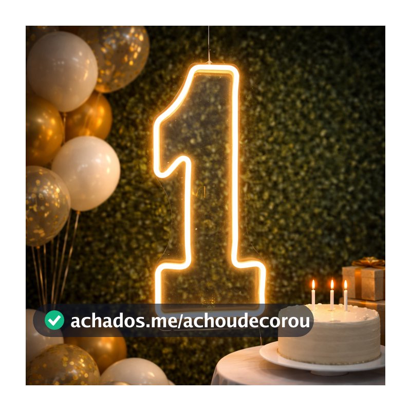 Número de LED Neon 50cm com Base Decoração Festa de Aniversário de 0 a 9 Painel Luminária Evento Letreiro