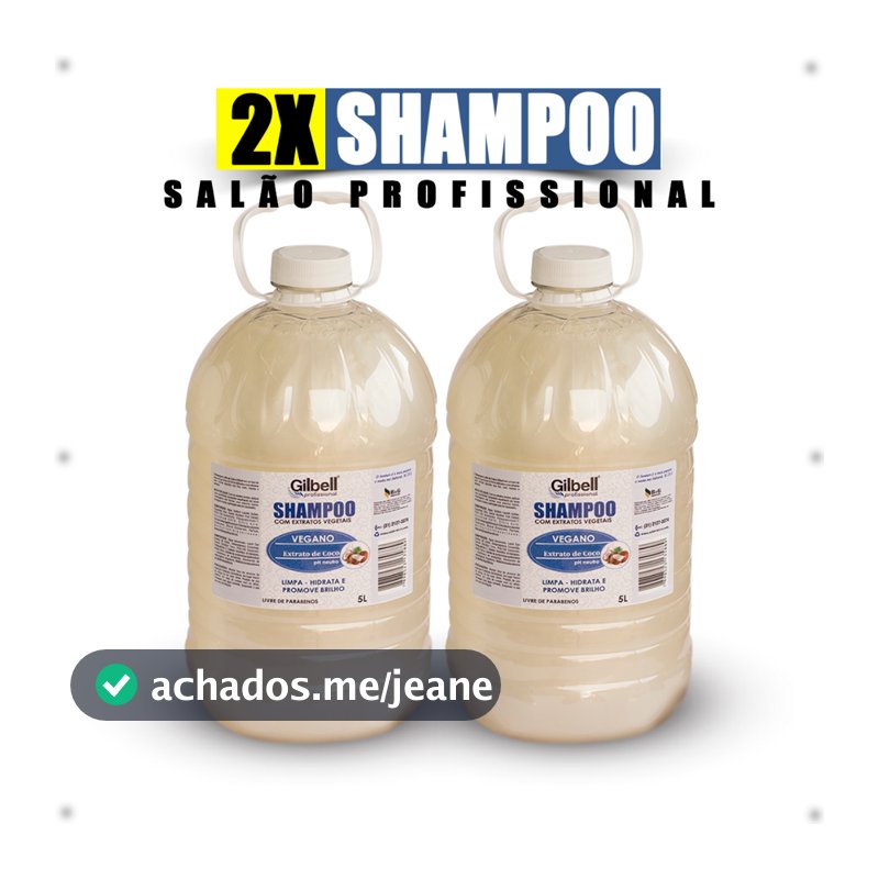 Kit 2 Shampoo 5L Neutro Coco Perolado Sem Sal 5 Litros Salão Lavatório