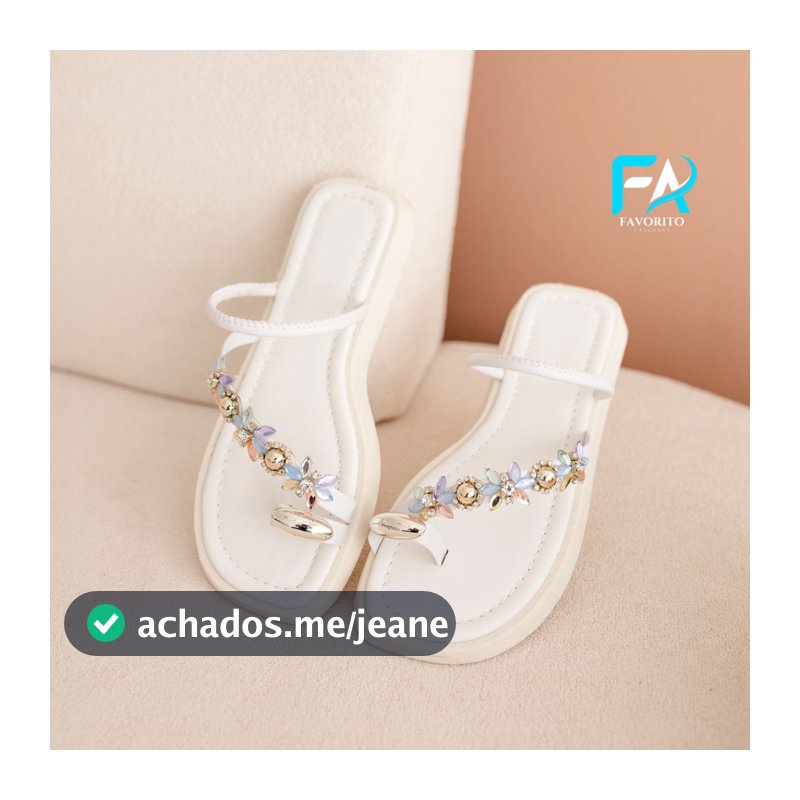 Sandália Feminina Flat Luxo com Pedrarias Confortável Antiderrapante Tendência 2026