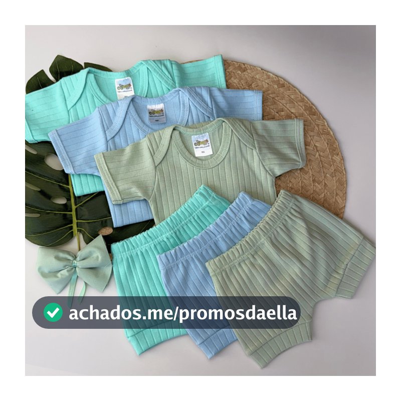 Kit 6 Peças Conjunto Canelado Menina Menino Acabamento Premium Gola Envelope Confortável Verao